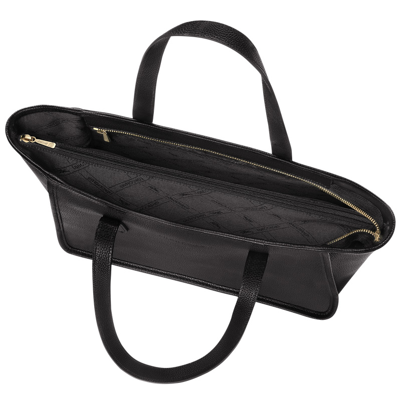 Longchamp |Le Foulonn L Tragetasche Schwarz – Leder |Schwarz