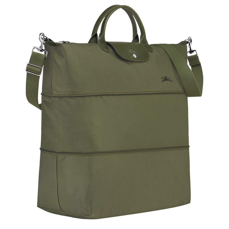Longchamp |Le Pliage Grüne Reisetasche, erweiterbar Forest – Recyceltes Canvas |Forest