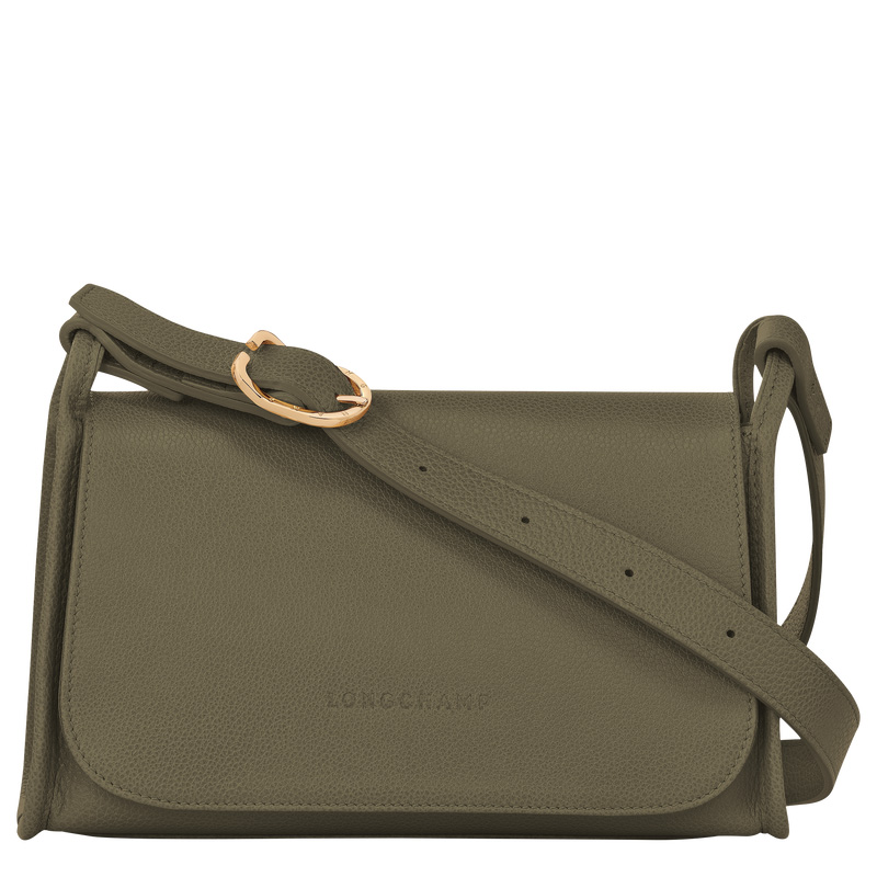 Longchamp |Le Foulonn M Umhängetasche Khaki – Leder |Khaki