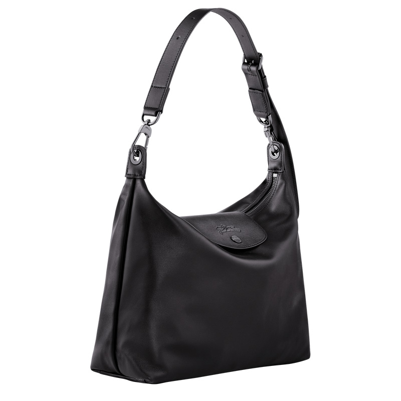 Longchamp |Le Pliage Xtra M Hobo-Tasche, Schwarz – Leder |Schwarz