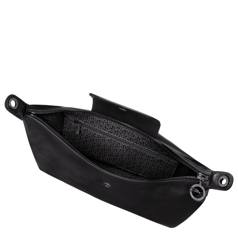 Longchamp |Le Pliage Xtra M Hobo-Tasche, Schwarz – Leder |Schwarz