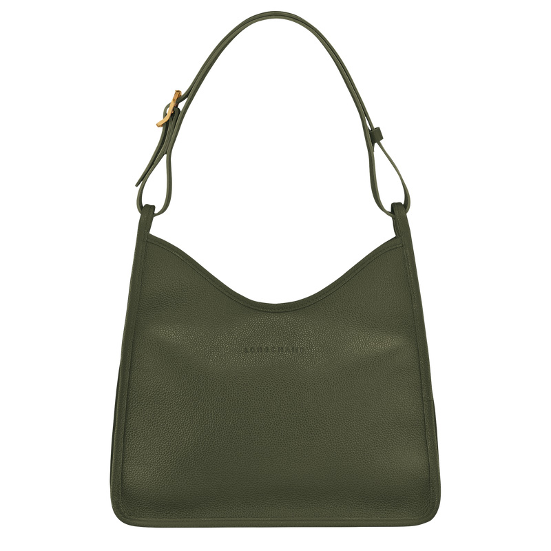 Longchamp |Le Foulonn M Hobo-Tasche Khaki – Leder |Khaki