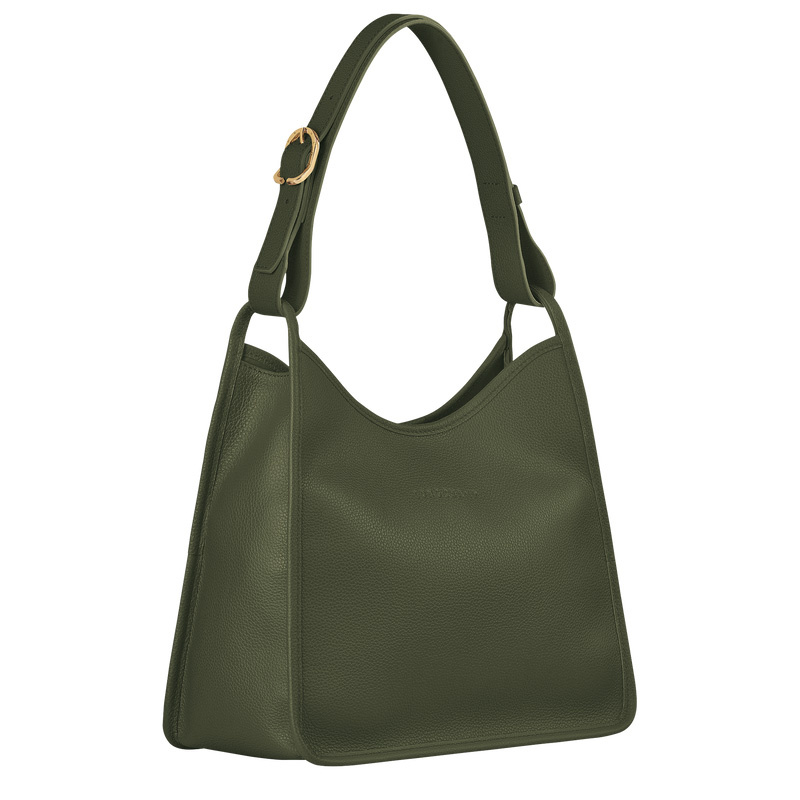 Longchamp |Le Foulonn M Hobo-Tasche Khaki – Leder |Khaki