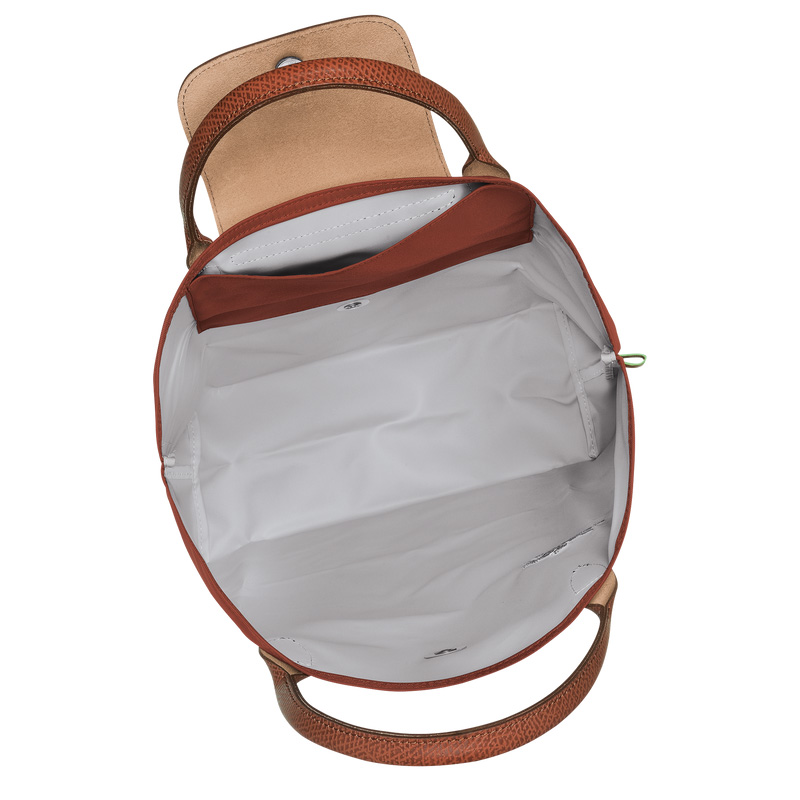 Longchamp |Le Pliage Grün M Tragetasche Kastanienbraun – Canvas |Kastanienbraun