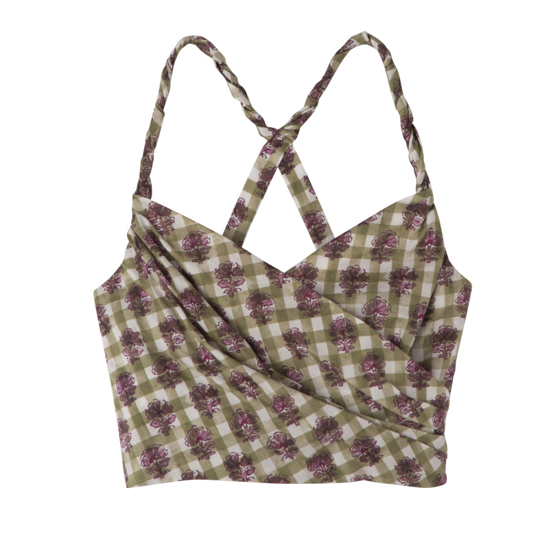Longchamp |Top Artichoke – Schleier mit Vichy-Print |Artischocke