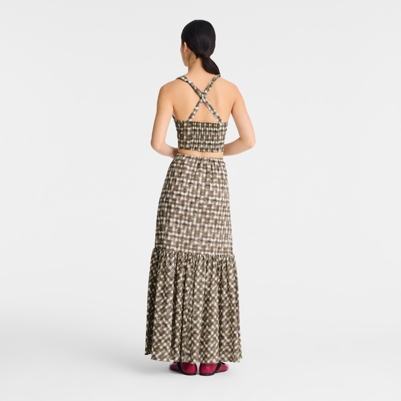 Longchamp |Top Artichoke – Schleier mit Vichy-Print |Artischocke