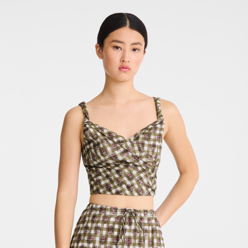 Longchamp |Top Artichoke – Schleier mit Vichy-Print |Artischocke