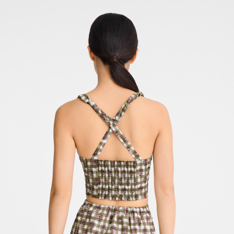 Longchamp |Top Artichoke – Schleier mit Vichy-Print |Artischocke