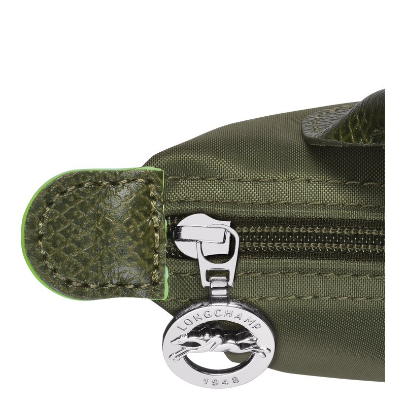 Longchamp |Le Pliage Grüne Tasche mit Griff, Forest – Recyceltes Canvas |Waldgrün