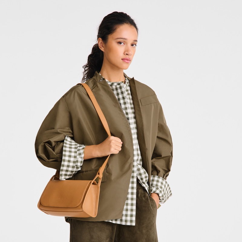 Longchamp |Le Foulonn M Umhängetasche, Walnuss – Leder |Walnuss