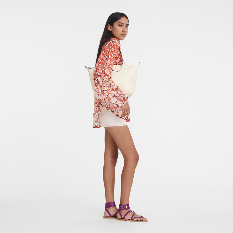 Longchamp |Le Pliage Xtra M Tote Bag Ecru – Leder |Ecru