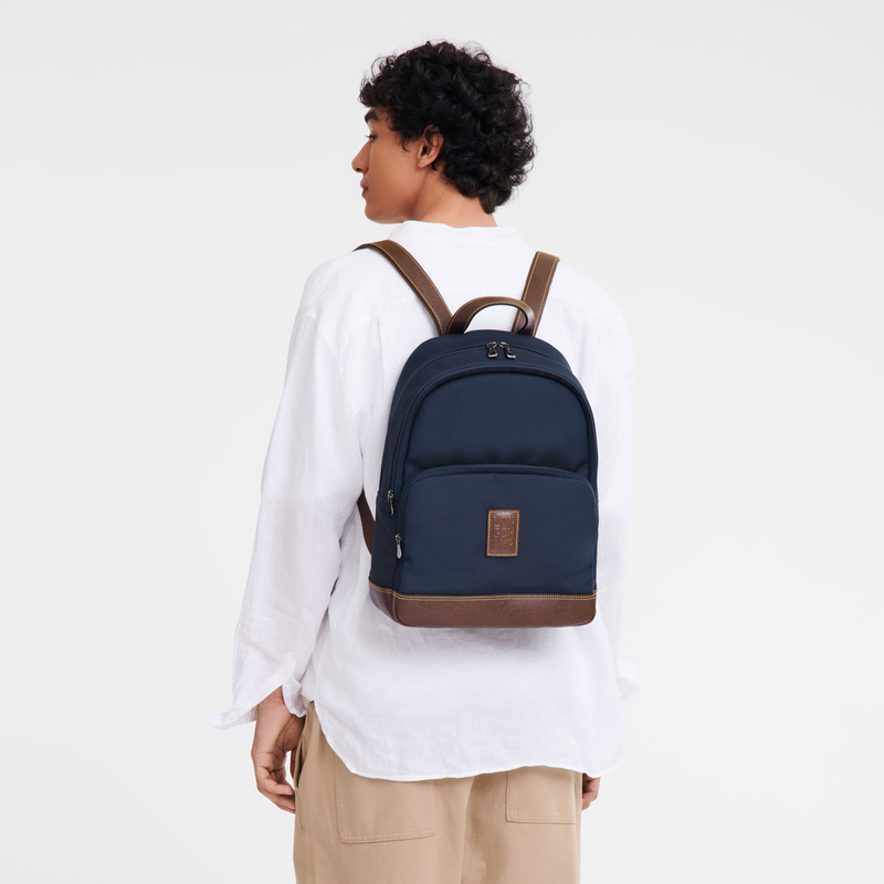 Longchamp |Boxford Rucksack, Blau – Recyceltes Canvas |Blau