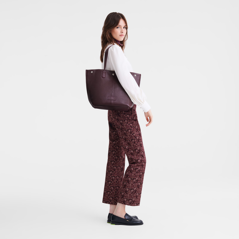 Longchamp |Essential L Tote Bag Aubergine – Leder |Aubergine