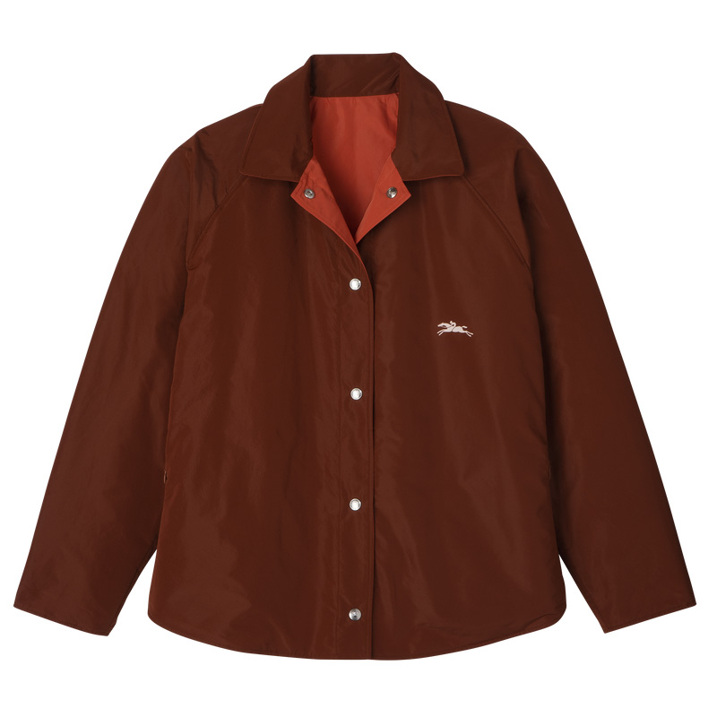 Longchamp |Gefütterter Blouson, Kastanie/Tomate – Technischer Taft |Kastanie/Tomate