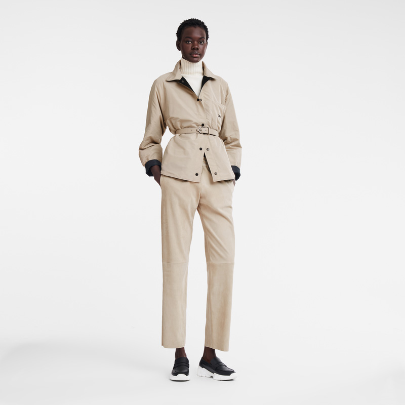 Longchamp |Wattierter Blouson, Schwarz/Papier – Technischer Taft |Schwarz/Mahagoni Longchamp |Wattierter Blouson, Schwarz/Papier – Technischer Taft |Schwarz/Mahagoni