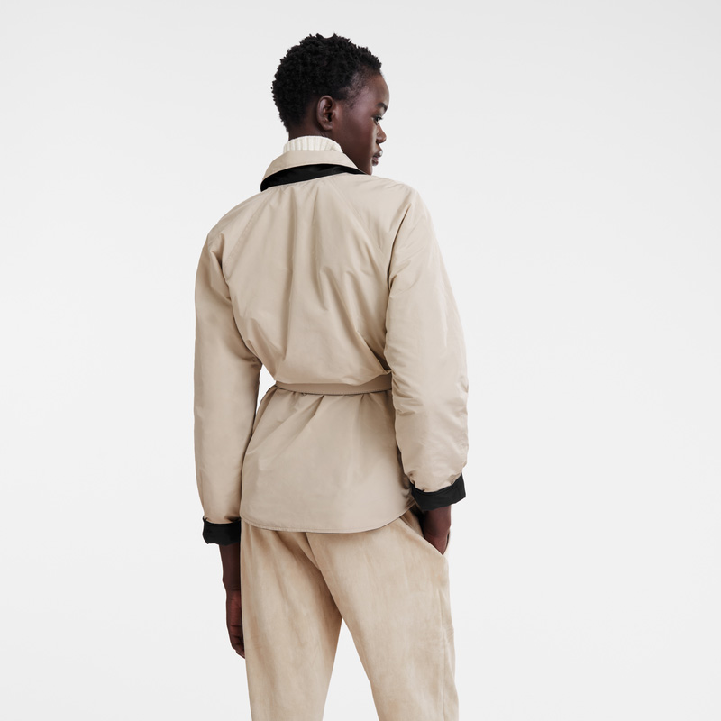 Longchamp |Wattierter Blouson, Schwarz/Papier – Technischer Taft |Schwarz/Mahagoni Longchamp |Wattierter Blouson, Schwarz/Papier – Technischer Taft |Schwarz/Mahagoni