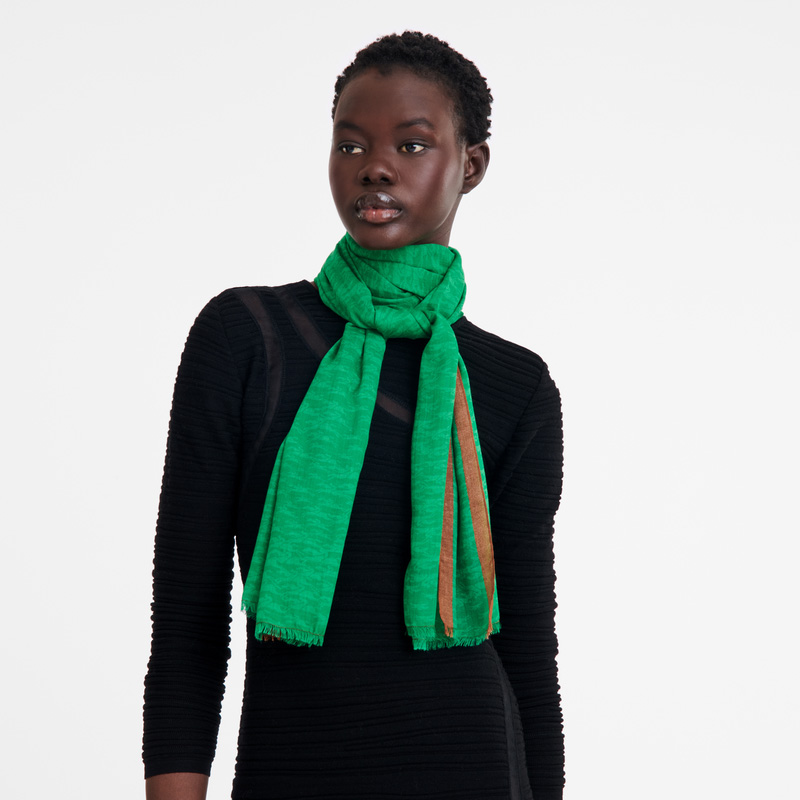 Longchamp |Chevaux-Stola, Grün – Pferdeprint |Grün