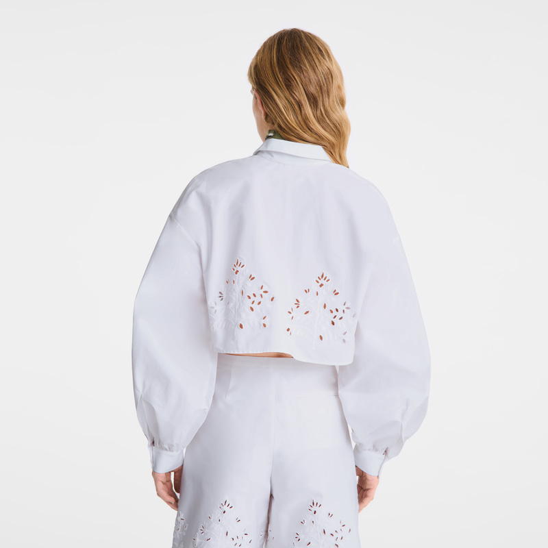 Longchamp |Hemd Weiß – Popeline bestickt |Weiß