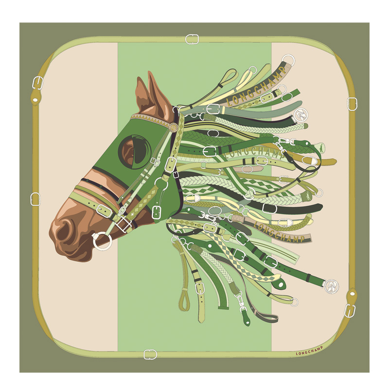 Longchamp |Tte de Cheval Seidenschal 90 Artischocke – SONSTIGES |Artischocke