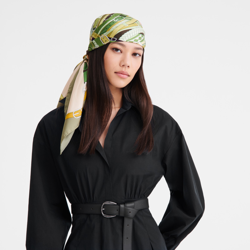 Longchamp |Tte de Cheval Seidenschal 90 Artischocke – SONSTIGES |Artischocke