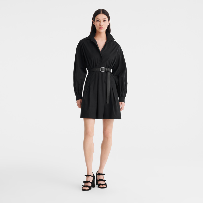 Longchamp |Kleid Schwarz – Popeline |Schwarz