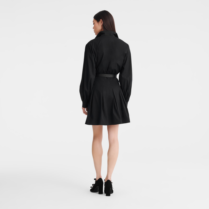 Longchamp |Kleid Schwarz – Popeline |Schwarz