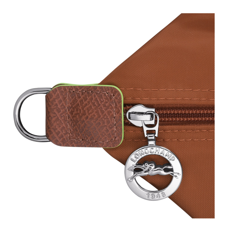 Longchamp |Le Pliage Grüne Reisetasche, erweiterbar, Cognac – Recyceltes Canvas |Cognac