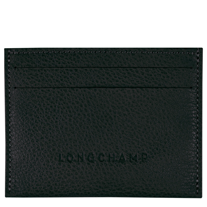 Longchamp |Le Foulonn Kartenetui Schwarz – Leder |Schwarz