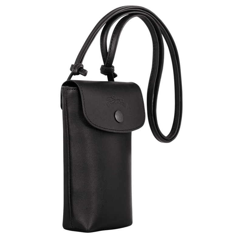 Longchamp |Le Pliage Xtra Handyhülle mit Lederband Schwarz – Leder |Schwarz