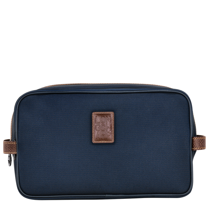 Longchamp |Boxford Kulturbeutel, Blau – Recyceltes Canvas |Blau