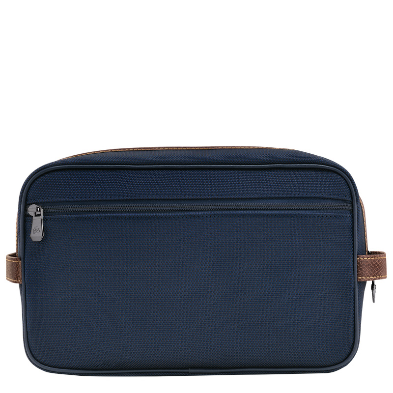 Longchamp |Boxford Kulturbeutel, Blau – Recyceltes Canvas |Blau