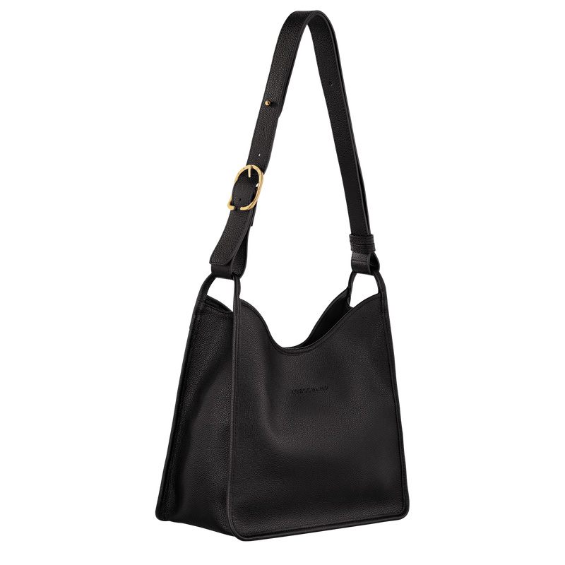 Longchamp |Le Foulonn M Hobo-Tasche Schwarz – Leder |Schwarz