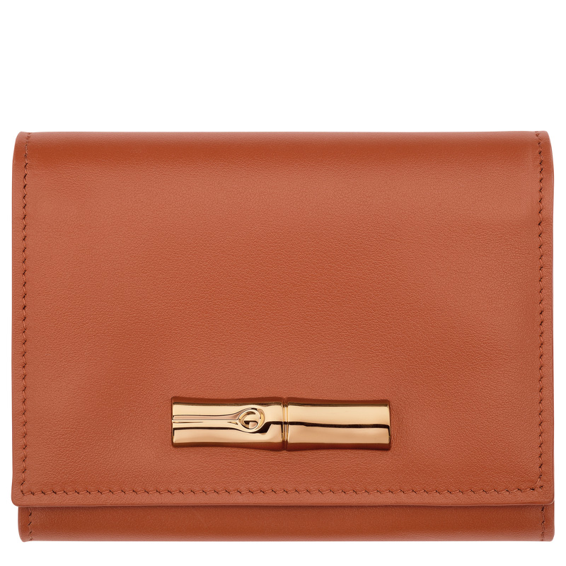 Longchamp |Le Roseau Kompaktes Portemonnaie, Rinde – Leder |Rinde