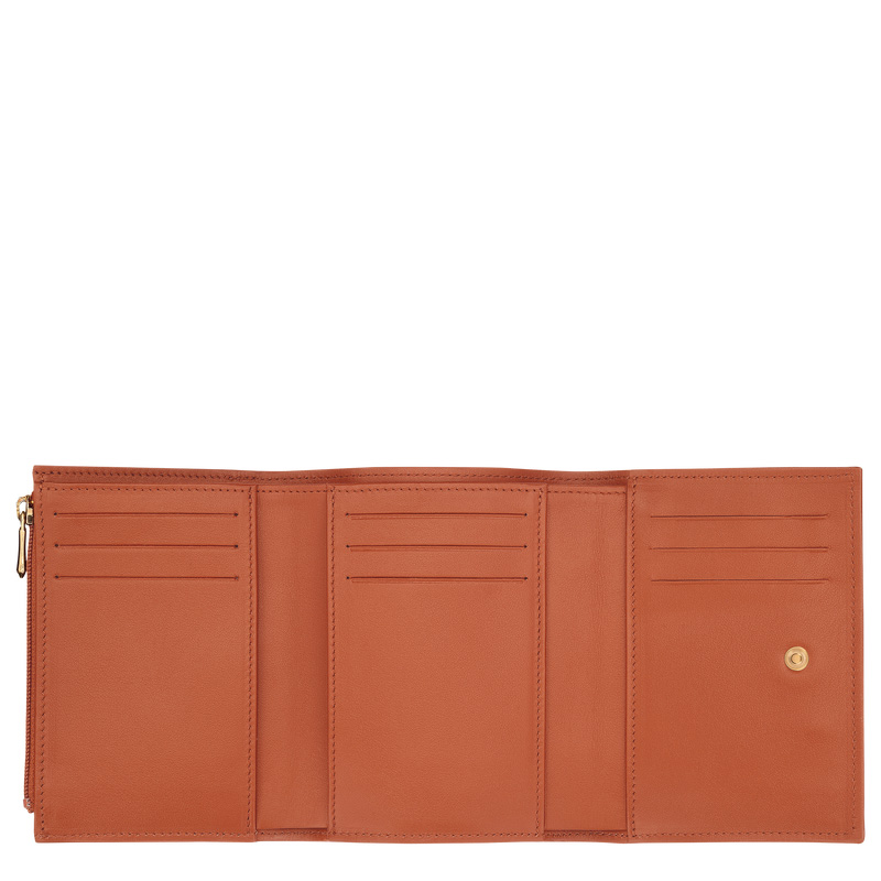 Longchamp |Le Roseau Kompaktes Portemonnaie, Rinde – Leder |Rinde