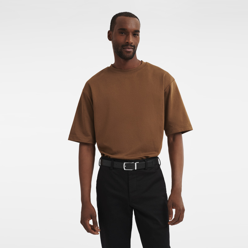 Longchamp |Le Foulonn Herrengürtel Mokka/Schwarz – Leder |Mokka/Schwarz