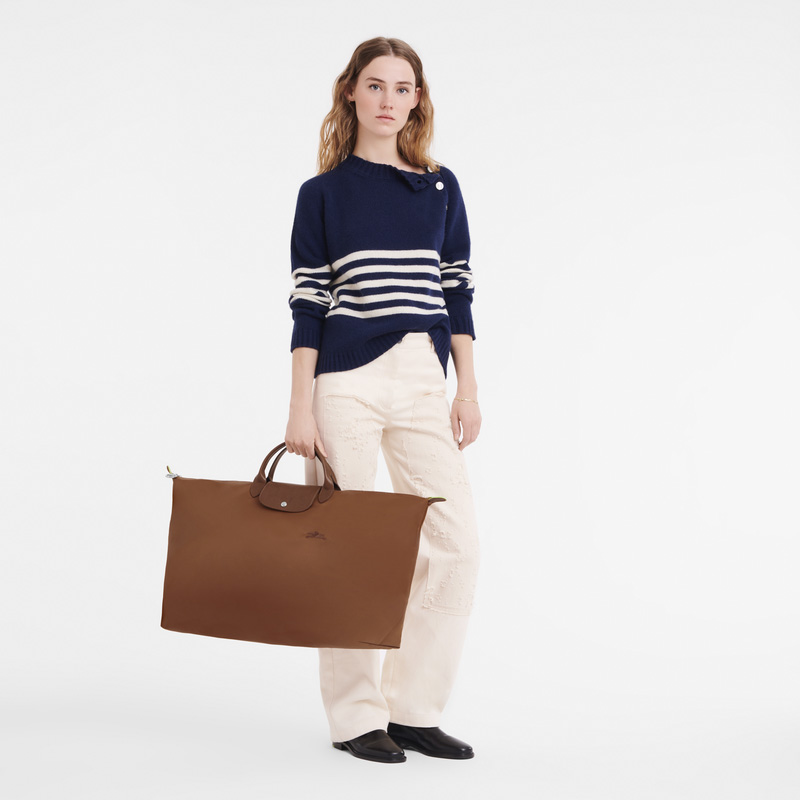 Longchamp |Le Pliage Grüne XL Reisetasche Cognac – Recyceltes Canvas |Cognac