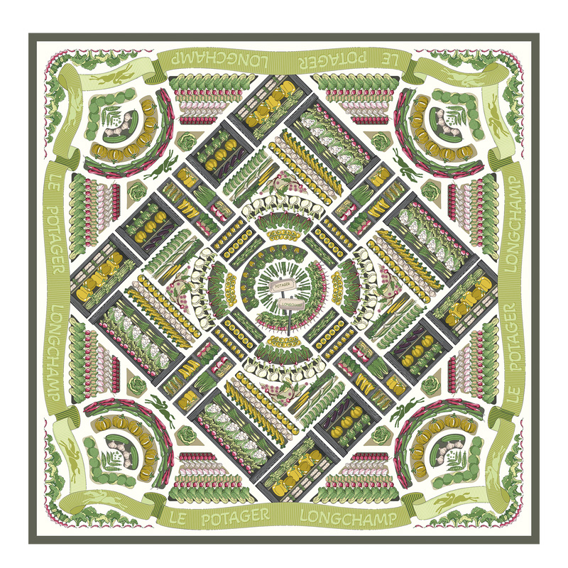 Longchamp |Vegetable Garden Seidenschal 90 Khaki – SONSTIGES |Khaki