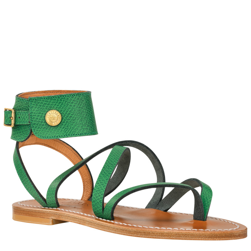Longchamp |x K.Jacques Sandalen Grün – Leder |Grün