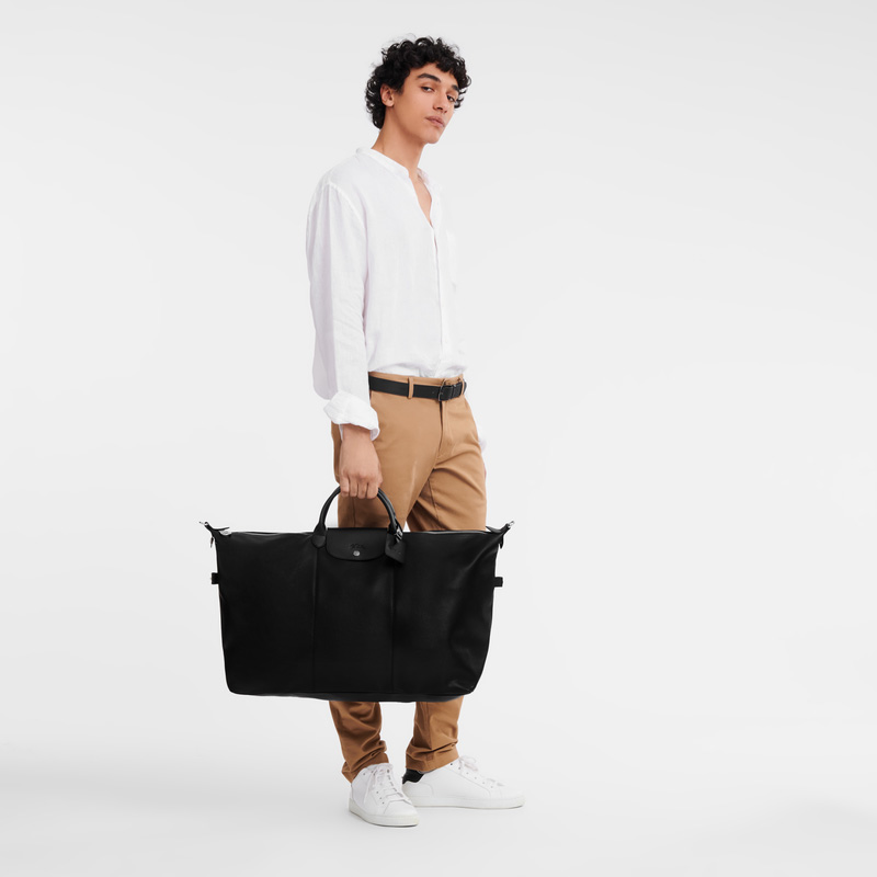 Longchamp |Le Foulonn XL Reisetasche Schwarz – Leder |Schwarz