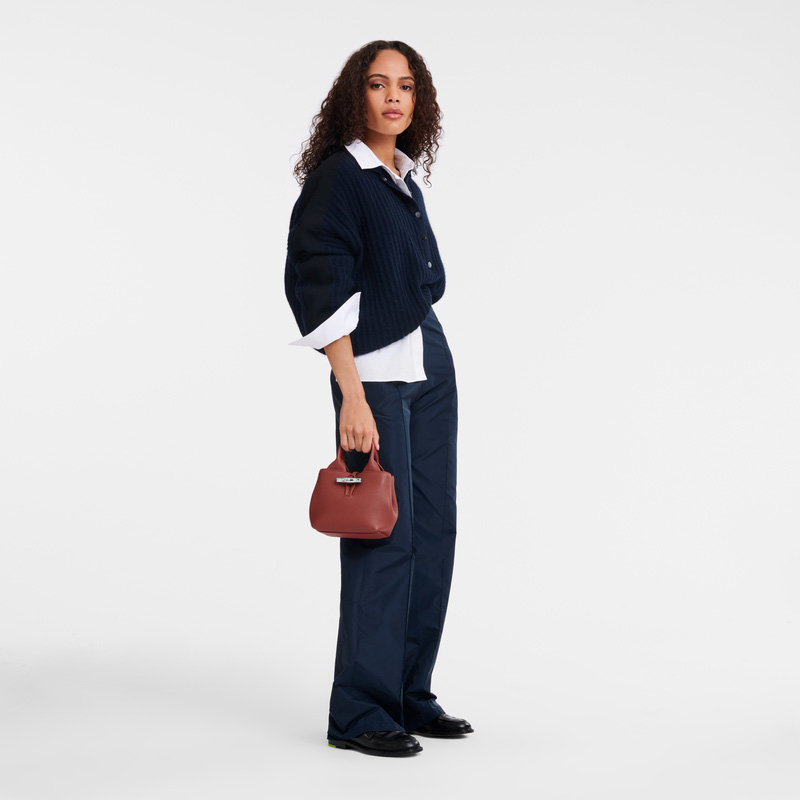 Longchamp |Le Roseau XS Handtasche Kastanienbraun – Leder |Kastanienbraun