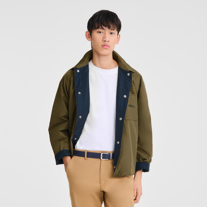 Longchamp |Le Foulonn Herrengürtel, Schwarz/Marineblau – Leder |Schwarz/Marineblau