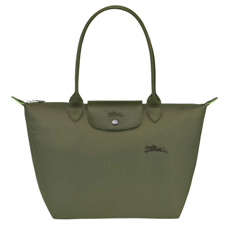 Longchamp |Le Pliage Grüne M Tragetasche Forest – Recyceltes Canvas |Waldgrün