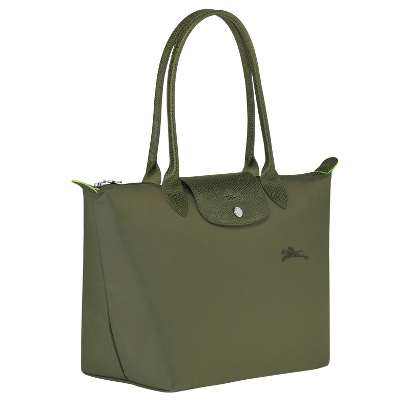 Longchamp |Le Pliage Grüne M Tragetasche Forest – Recyceltes Canvas |Waldgrün