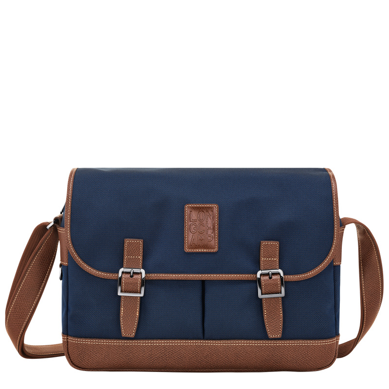 Longchamp |Boxford L Umhängetasche, Blau – Recyceltes Canvas |Blau