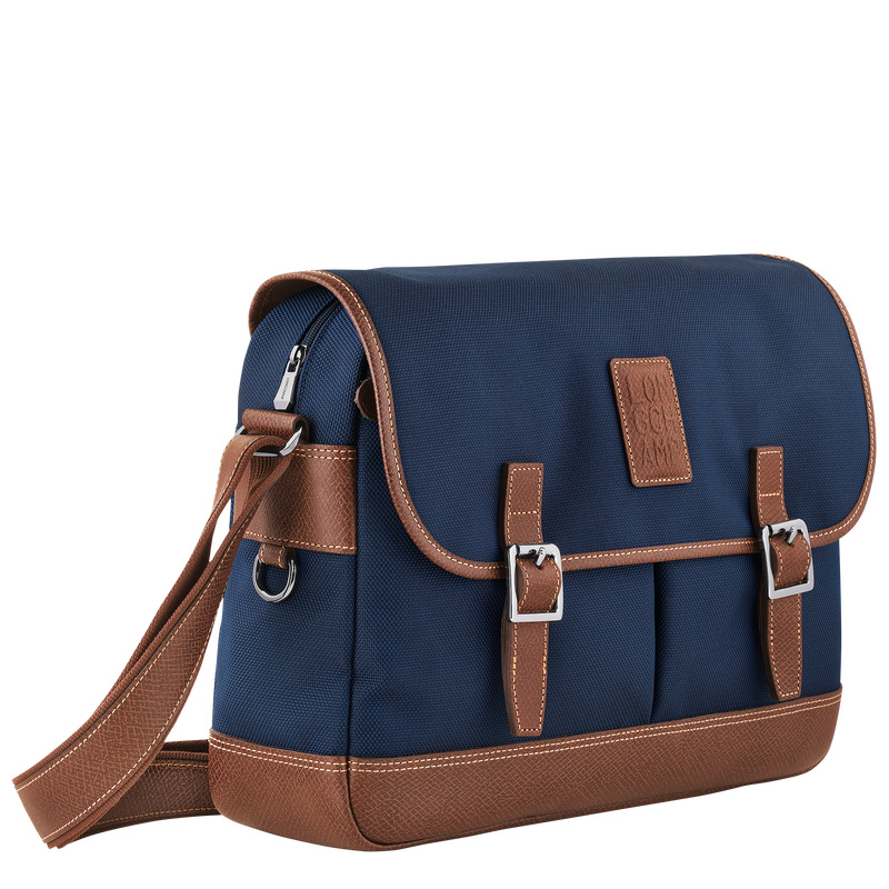 Longchamp |Boxford L Umhängetasche, Blau – Recyceltes Canvas |Blau