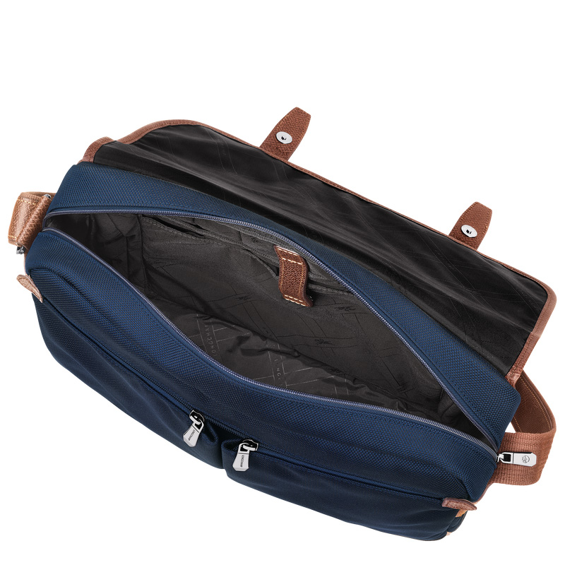 Longchamp |Boxford L Umhängetasche, Blau – Recyceltes Canvas |Blau