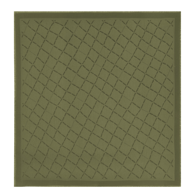 Longchamp |Le Roseau Schal Khaki – Seidenmischung |Khaki