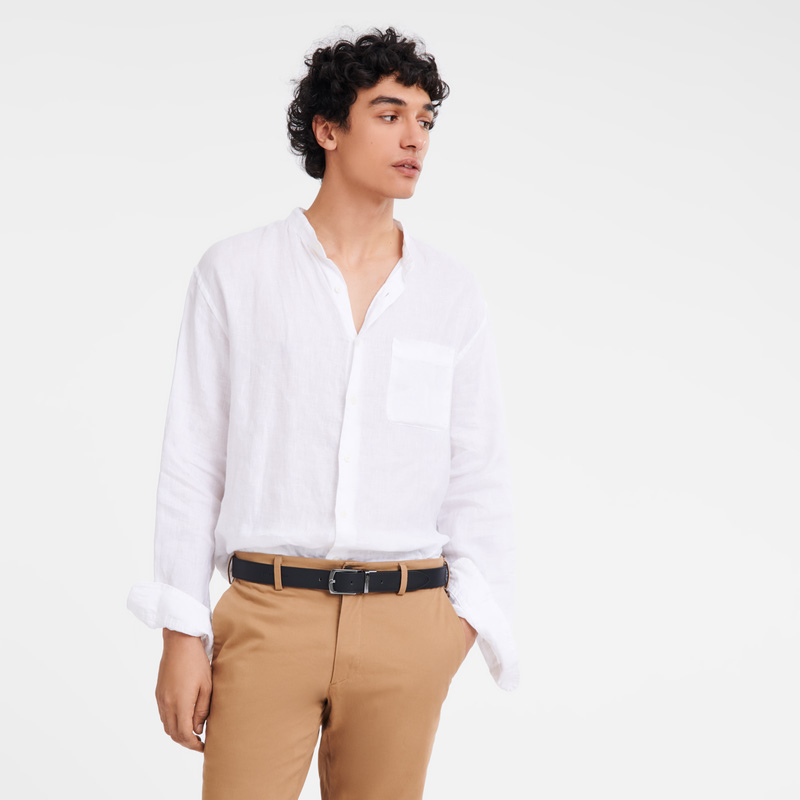 Longchamp |sur Seine Herrengürtel, Schwarz/Mokka – Leder |Schwarz/Mokka