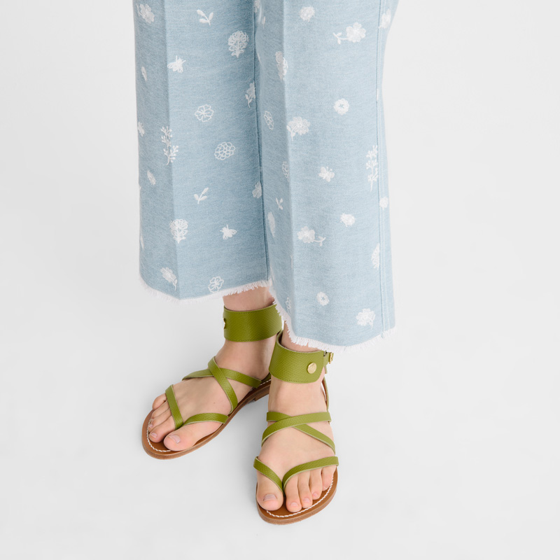 Longchamp |x K.Jacques Sandalen Kiwigrün – Leder |Kiwigrün Longchamp |x K.Jacques Sandalen Kiwigrün – Leder |Kiwigrün