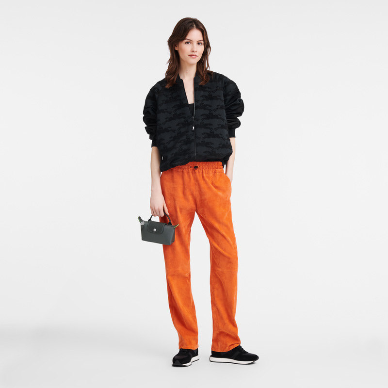 Longchamp |Le Pliage Grüne Tasche mit Tragegriff, Graphit – Recyceltes Canvas |Graphit